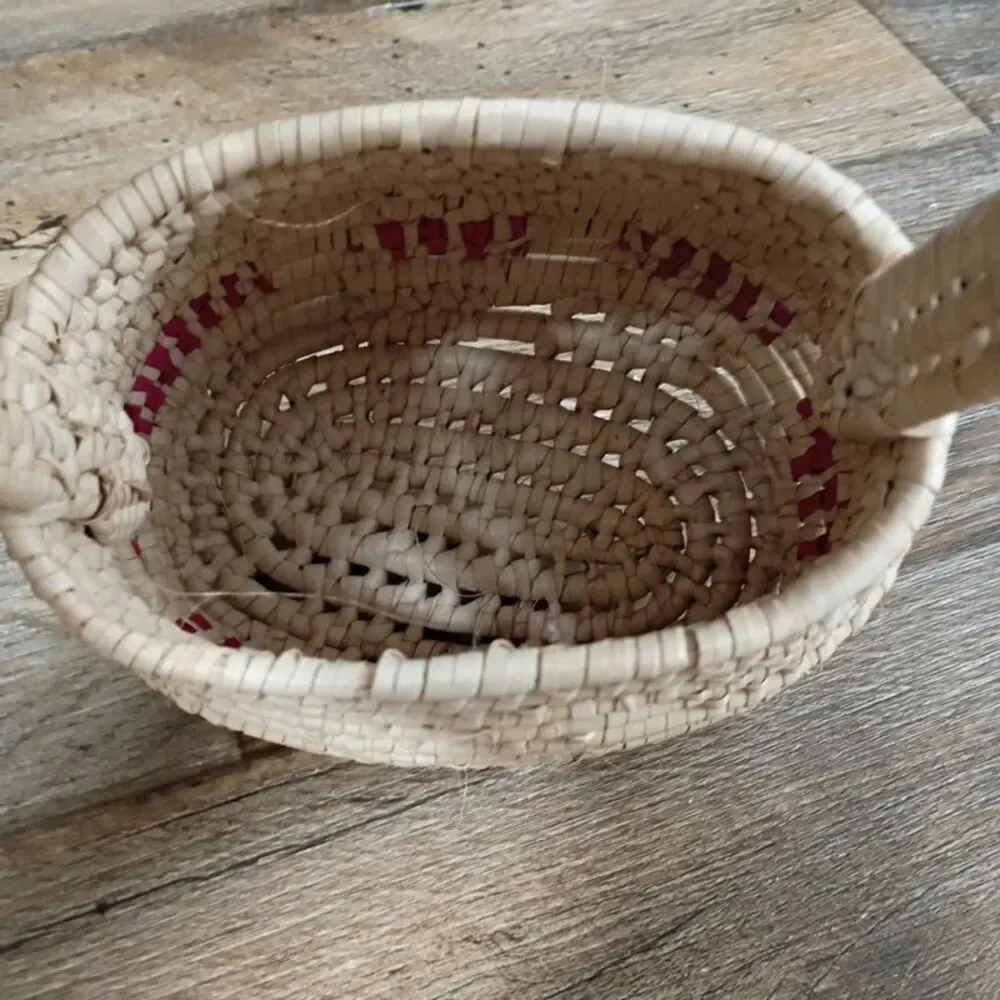 Hand Woven Basket with Handle Country Farmhouse Decor